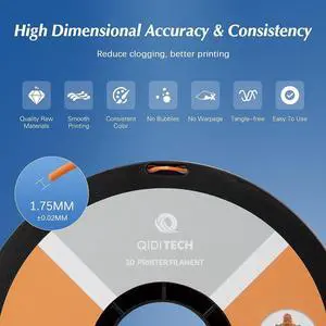 R QIDI TECHNOLOGY PLA Filament 1.75mm, 3D Printer Filament PLA Rapido, Suitable for High Speed Printing, 3D Printing Filament Fit Most FDM 3D Printers, 1 KG Spool (2.2lbs), Orange