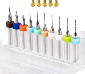TRONXY 3D Printer Nozzle Cleaning Kit, 10 pcs 0.1-1.0 mm Needles Drill Bits + 5 pcs MK8 Nozzle 0.4 mm Hardened Steel for FDM 3D Printer Extruder
