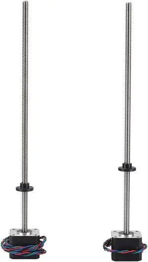 FYSETC Prus MK3S+ Z Motor 2-Pack Nema 17 Stepper Motor 42-34 with Integrated 320mm/12.59inch T8 Lead Screw and Wire 250mm + 550mm, 1A 2Phase 1.8° Compatible with Prus I3 MK3S Z Axis 3D Printer Part