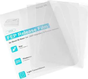 Sovol 3D 5pcs Upgraded FEP Film Release Film with Holes Pre-drilled for Sovol 2021 Upgraded Version Resin Vat (with Only 1 Steel Ring), 200 x 140 x 0.15mm