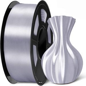 SUNLU Silk PLA Filament 1.75mm, Neatly Wound Shiny PLA 3D Printer Filament, Dimensional Accuracy +/- 0.02mm, Fit Most 3D Printers, Good Vacuum Packaging, 1kg Spool(2.2lbs), 330 Meters, Silky Silver