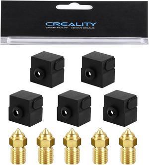 Creality 5pcs Ender 5 S1 Silicone Sock and 5pcs 0.4mm Nozzle, Heater Block Silicone Cover and High-Speed M6 Nozzle for Ender 5 S1/Ender 7 3D Printer