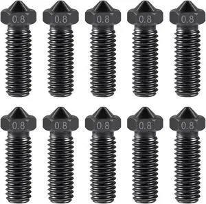 10PCS Volcano Nozzle 0.8MM,M6 Hardened Steel Printed Head for J-Head Hotend Extruder Parts,Compatible Artillery/Sidewinder 3D Printer