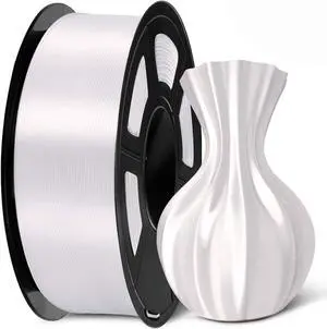 SUNLU Silk PLA Filament 1.75mm, Neatly Wound Shiny PLA 3D Printer Filament 1.75mm Dimensional Accuracy +/- 0.02mm, Fit Most FDM 3D Printers, 1kg Spool (2.2lbs), 330 Meters, Silky PLA White