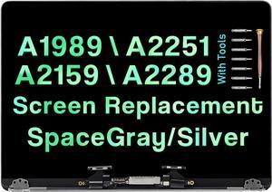 13.3" LCD Screen Replacement for MacBook Pro A2251 A2251 A1989 A2159 2019 2020 EMC 3456 EMC 3301 EMC 3214 EMC 3358 EMC 3348 LCD Replacement Retina Display Assembly (Space Gray)