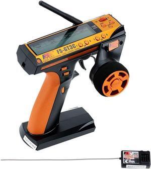 Flysky FS-GT3C RC Transmitter 2.4Ghz 3CH LCD Remote Controller with FS-GR3E Receiver for RC Car Boat (Yellow)