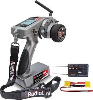 Radiolink RC6GS V3 7 Channels RC Transmitter and R7FG Gyro Receiver, 2.4GHz 600m RC Remote, Voltage Telemetry RC Controller and Receiver kit for Remote Control Car, Boats, Truck, Buggy, Crawler