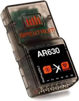 AR630 6 Channel AS3X Safe Receiver, SPMAR630, Black Medium