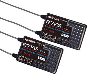 Eighteenup Radiolink R7FG 7 Channel Gyro Receiver 2.4GHz Integrated Telemetry Long Range Control for RC Car Boat Compatible Radiolink Transmitter RC6GS V3/RC6GS V2/RC6GS/RC4GS V3/RC4GS V2/RC4GS(2 Pcs)