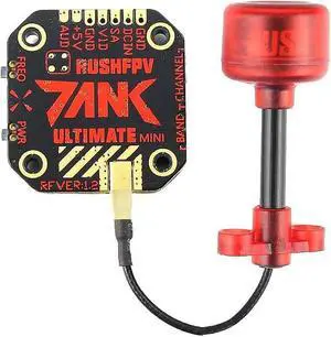 SoloGood Rush Tank FPV Transmitter 5.8GHz 48CH Mini PIT/25/200/500/800mW VTX Video Transmitter 20x20mm External-Audio MMCX Elbow Connector with Rush Cherry Antenna 5.8GHz RHCP for FPV Racing Drone
