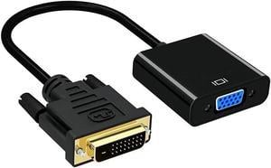 QIANRENON DVI-D to VGA Adapter Dual Link 24+1 Male to VGA Female Video Extension Cable Adapter 1080p for Connecting DVI-D Systems to VGA Monitors Black 9.8in25cm