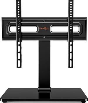 Perlegear Universal Swivel TV Stand for 3260 Inch LCD/LED/OLED TVs up to 88 lbs, Tabletop TV Mount Stand with Tempered Glass Base, Height Adjustable TV Base with Tilt, Max VESA 400x400mm