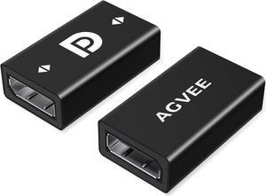 AGVEE 2 Pack Displayport Coupler Adapter, Alloy Shell 8K HDR Displayport (DP) 1.4 Female to Female Extender Extension Connetor Converter, Backward Compatible with 1.3 1.2 1.1, Black