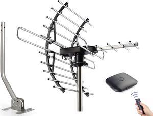 Digital HD TV Antenna, Amplified Attic/Outdoor Antenna, 360 Degree Rotation Wireless Remote, 4K 1080P VHF UHF, Mounting Pole Included, 200 Miles Range