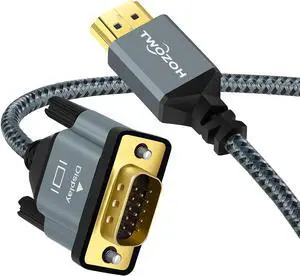 HDMI to VGA Cable 3.3FT. Aluminum Alloy Shell Nylon Braided & Gold-Plated Support 1080P/60HZ