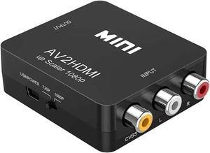 RCA to HDMI Converter AV to HDMI Converter 1080P Mini RCA Composite CVBS AV to HDMI Video Audio Converter Supporting PAL/NTSC for PC Laptop Xbox Wii PS2 PS3 TV STB VHS VCR Camera DVD