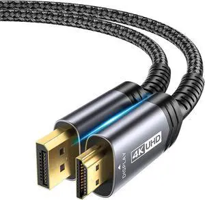 4K DisplayPort to HDMI Cable Adapter 10FT DP to HDMI Male Video UHD 4K@30Hz/2K@60/1080P@120 Nylon DP to HDTV Uni-Directional Cord for  Projector Desktop AMD NVIDIA  HP ThinkPad