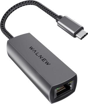 WALNEW USB-C 2.5gb Ethernet Adapter, USBC to RJ45 LAN Connector,2.5 Gigabit Network Cable Converter Thunderbolt 3 for NAS Server,Mac,iMac,MacBook Pro,iPad Air,Dell XPS 17 15,Surface Laptop,Chromebook