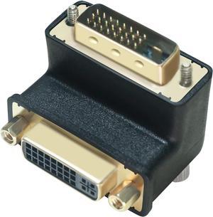 DTECH DVI Adapter 90 Degree DVI-I Female to DVI-D Male Right Angle Connector Converter Installed in Little Space 1080P Digital Video for Computer Monitor PC Older Projector TV