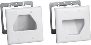 DATA COMM Electronics 50-3332-WH-KIT Flat Panel Cable Organizer Kit, Wall Plate Cable Pass Through, Conceals Low Voltage Wires Behind Mounted TV, Home Theater, Cord Hider Management, White