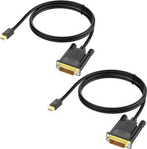 FEMORO Mini DisplayPort to DVI Cable 6ft 2 Pack, Mini DP Display Port to DVI Converter Cable Male to Male (Thunderbolt and Thunderbolt 2 Port Compatible) for Monitor HDTV Display Projector