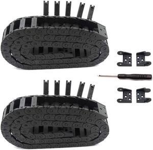 2PCS R18 Internal Size 10X20mm 1Meter Length Black Plastic Flexible Drag Chain Cable Wire Carrier Open Type for 3D Printer and CNC Machines (10mmX20mm-Outside Open)