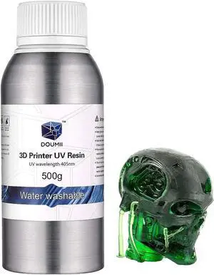 Water Washable 3D Resin  405nm UV Cured 3D Printing Resin, for LCD 3D Printers, Easy to Clean and Cure, Fast Curing with High Precision. (Green, 1000g)