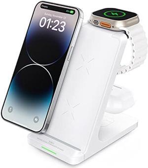 Wireless Charging Station 3 in 1 Fast Wireless Charger Stand for Multiple Devices Apple Watch Ultra Series 9 8 7 6 SE 5 4 3 2 iPhone 15 14 13 12 11 Pro MaxPlusMiniXXSMaxXRSE Airpods Pro 2 3