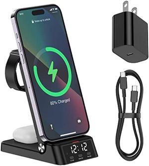 Wireless Charging Station 4 in 1 Wireless Charger Stand with 25W Fast Adapter 3FT USB C Cable Fast Wireless Charging Dock Foldable for iPhone 14131211 Apple Watch 8 7 6 5 4 3 AirPods Pro 32