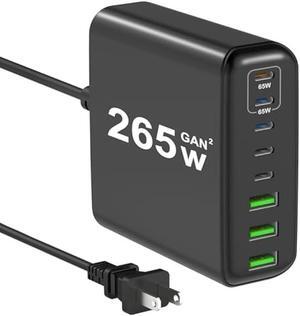 265W USB C Charger, 8-Port Desktop USB C Charging Station, 65W USB C Laptop Charger Compatible with MacBook Pro/Air,iPhone 14/13/Mini/Pro/13Pro Max/12 Samsung Galaxy Note