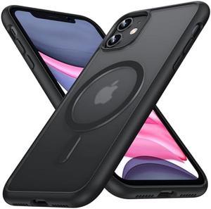 NO.1 Magnetic for iPhone 11 Case Compatible with MagSafe Wireless Charging [Translucent Matte] [Anti-Fingerprint] [Military Shockproof] Slim Hard Case with Silicone Bumper iPhone 11 Phone Case, Black