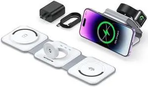 Upgraded 3 in 1 Wireless Charger, RTOPS Travel Chargers for Multiple Devices, Magnetic Charging Station for Magsafe Charger, Compatible for iPhone15/14/13/12/Pro/Max, iWatch, AirPods 3/2/Pro