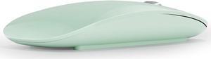 TENMOS M18 Bluetooth Mouse, USB C Rechargeable Wireless Mouse, Triple Mode (Dual Bluetooth+USB) Computer Silent Mice Portable with USB Receiver and Type C Adapter for Laptop/MacBook/iPad/PC - Green