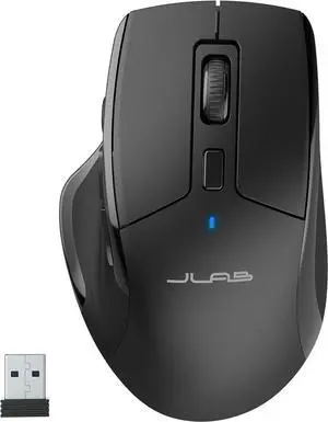 JLab JBuds Wireless Mouse, Connect Via Bluetooth or USB Wireless Dongle, Multi-Device Toggle, Up to Three Devices, Custom User Profiles, Adjustable Tracking, Full-Size, Rechargeable, (1 Pack)