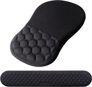 Mouse Pad Wrist Support 2 in1 Keyboard Wrist Rest+ Ergonomic Mouse Pad Non-Slip Wrist Rest for Computer Keyboard Made Easy Typing & Relieve Wrist PainBlack