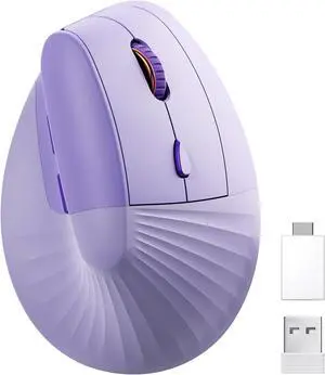 Ergonomic Vertical Mouse Wireless Type C Rechargeable Mouse with USB & Type C Adapter Silent Small Mouse for Notebook Laptop Desktop PC MacBook and All Type C Devices (Purple) Ergonomic Vertical Mouse Wireless Type C Rechargeable Mouse with USB & Type C Adapter Silent Small Mouse for Notebook Laptop Desktop PC MacBook and All Type C Devices (Purple)