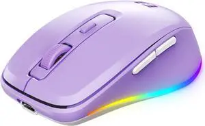 Wireless Mouse Bluetooth Mouse with Jiggler - Multi-Device Light Up Mouse for Laptop with Build-in Jiggler Mover Compatible with Mac OS Windows Android Computers - Purple Wireless Mouse Bluetooth Mouse with Jiggler - Multi-Device Light Up Mouse for Laptop with Build-in Jiggler Mover Compatible with Mac OS Windows Android Computers - Purple