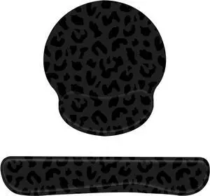 2Pcs Keyboard Wrist Rest Pad and Mouse Wrist Rest Support Mouse Pad Set,Ergonomic Support,Gaming Mouse Pad,Memory Foam,Non-Slip Base,for Office Western-Black Purple Leopard Cheetah Pattern