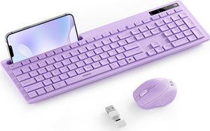 Wireless Keyboard and Mouse for MacBook, seenda Full-Size Purple Keyboard with Phone Holder, 2.4G USB A & Type C Receiver, Compatible for Mac, MacBook/Air/Pro Windows Computer/Desktop/Laptop