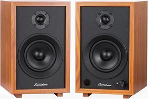 Electrohome McKinley 2.0 Stereo Powered Bookshelf Speakers with Built-in Amplifier and 4" Drivers for Turntable, TV, PC and Wireless Music Streaming featuring Bluetooth 5, RCA and Aux (EB30)