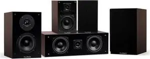 Fluance Elite High Definition Compact Surround Sound Home Theater 5.0 Channel Speaker System Including 2-Way Bookshelf, Center Channel and Rear Surround Speakers - Walnut (SX50WC)