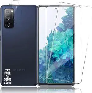 BIGFACE Galaxy S20 FE Tempered Glass Screen Protector + Camera Lens Protectors, 2 Pack, Anti-Bubble 3D Curved Accuracy Film