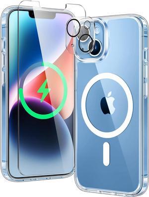 for iPhone 14 Phone Case: iPhone 13 Phone Clear Case Magnetic Military Grade Drop Protection Anti Yellowing Cell Phone Cover - Rugged Shockproof Protective Bumper - 6.1 Inch (Clear)