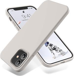 OTOFLY Soft Silicone Designed for iPhone 12/12 Pro Case,[Military Grade Drop Protection] [Anti-Scratch Microfiber Lining] Shockproof Protective Phone Case Slim Thin Cover 6.1 inch,Stone