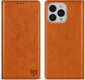 ZZXX for iPhone 13 Pro Wallet Case with [RFID Blocking] Card Slot Stand Strong Magnetic Leather Flip Fold Protective Phone Case for iPhone 13 Pro Case Wallet(Brown-6.1 inch)