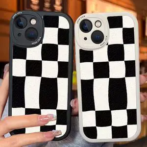 Casechics Compatible with iPhone Case,Aesthetic Design Retro Classic Grids Plaid Checkered Checkerboard Camera Lens Protection Soft Shockproof Cover Phone Case (White,iPhone 14 Pro Max)