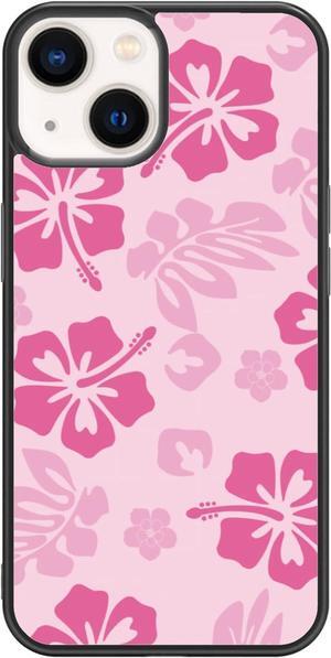 Pink Hibiscus Phone Case Compatible with iPhone 13 6.1 Inch - Shockproof Protective TPU Cute Flower Printed iPhone Case Designed for iPhone 13 Case for Men Girls Women