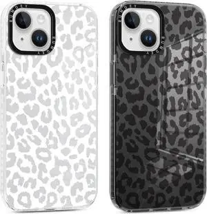2 Pack Cheetah Cases for Apple iPhone 13 / iPhone 14 Case 6.1 inch, Clear with Cute Fashion Leopard Patterns for Girls Women, Slim Funda with Shockproof Protection Silicone Soft TPU Cover