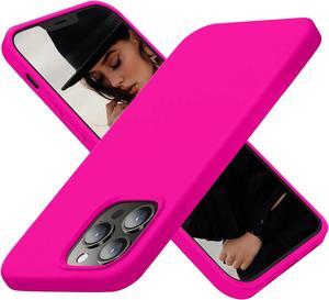 Designed for iPhone 13 Pro Max Case, Silicone Ultra Slim Shockproof Protective Phone Case with [Soft Anti-Scratch Microfiber Lining], 6.7 inch, Hot Pink