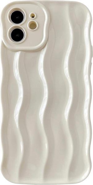 for iPhone 12 Case,Water Ripple Pattern Curly Wave Frame Soft Compatible with iPhone Case (White,iPhone 12)